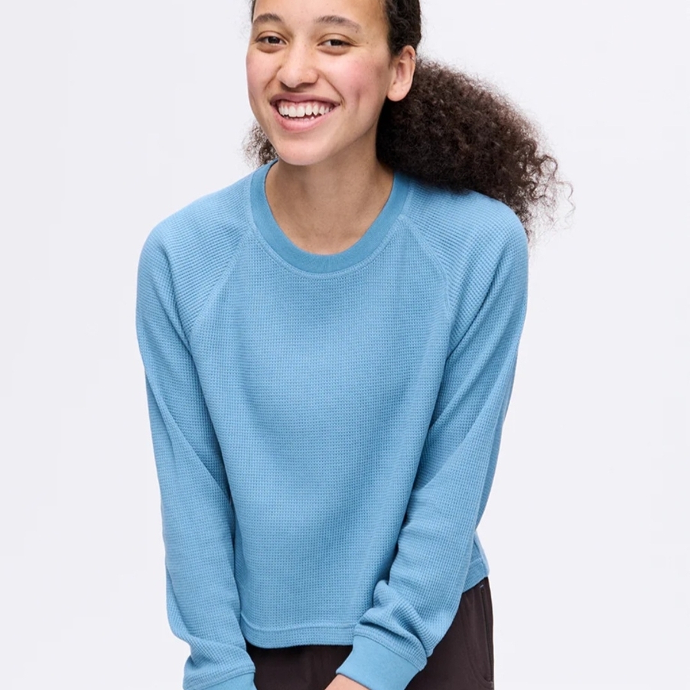 Outdoor Voices Light Blue Crew Neck Sweater